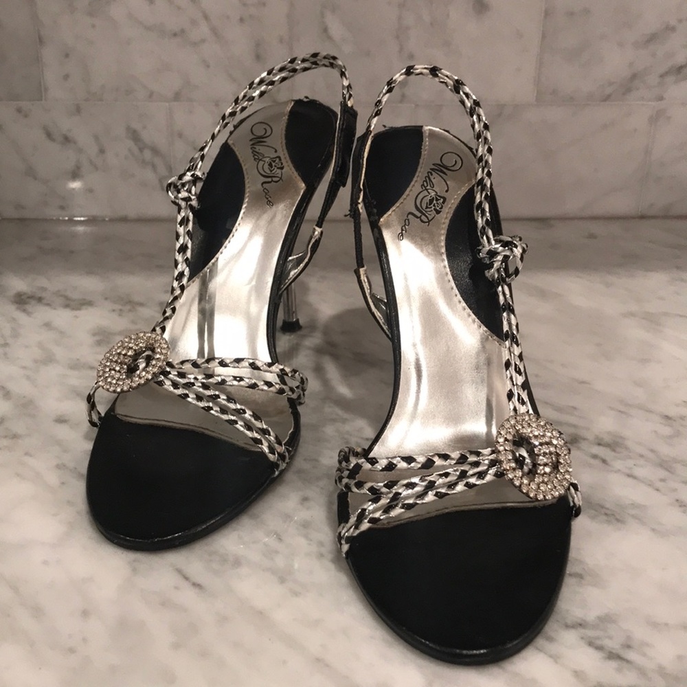 Black and silver embellished high heels
